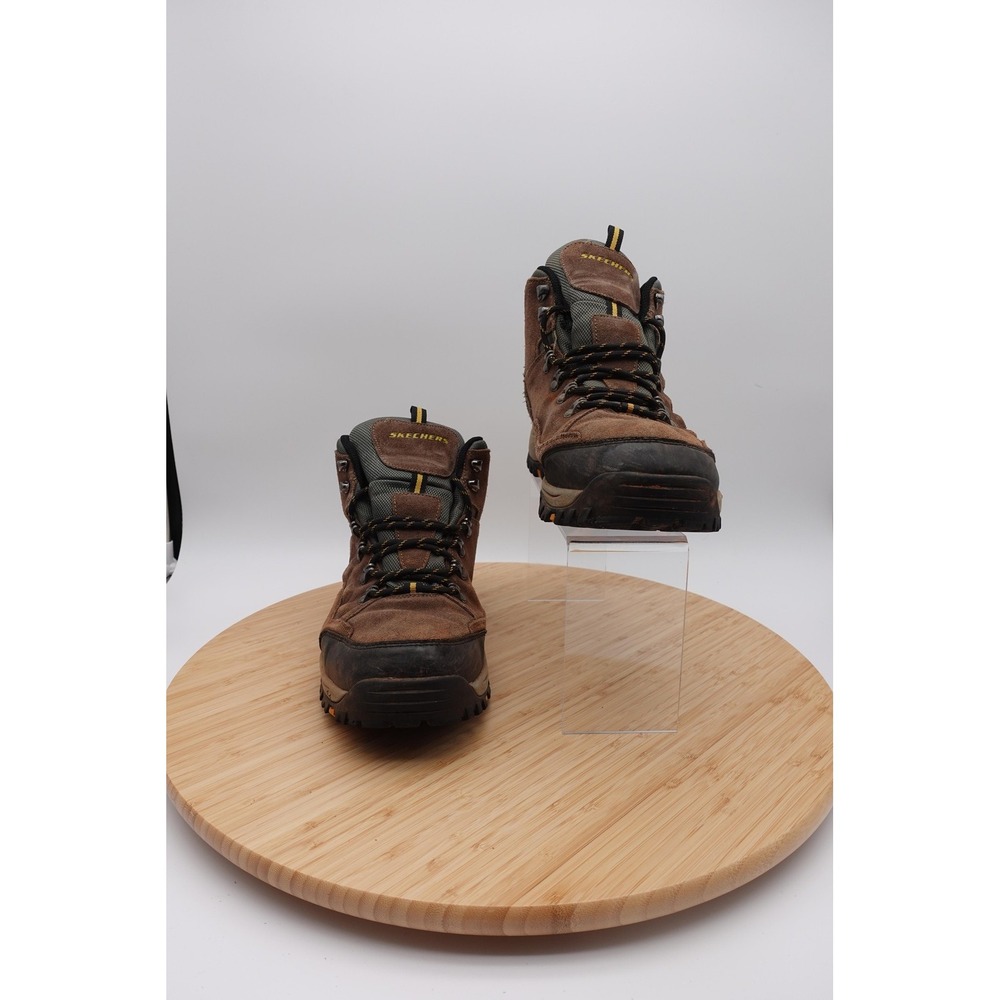 Skechers Boots Mens Size 11.5 45.5 Brown Leather Waterproof Hiking Trail Boots - Picture 2 of 8